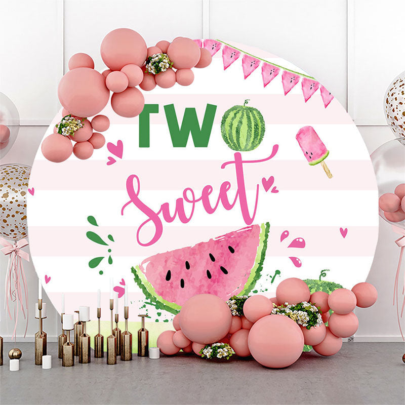 Lofaris Two Sweet Watermelon Round 2nd Birthday Backdrop