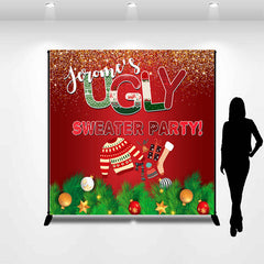 Lofaris Ugly Sweater Party Red Custom Christmas Backdrop