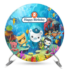 Lofaris Under The Sea Cute Animals Round Birthday Backdrop