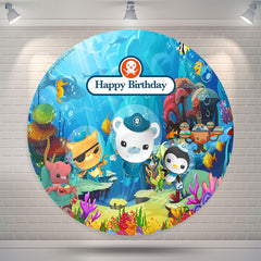 Lofaris Under The Sea Cute Animals Round Birthday Backdrop
