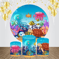 Lofaris Undersea Animals Corals Round Birthday Backdrop Kit