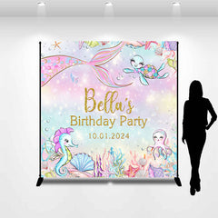 Lofaris Undersea Animals Mermaid Custom Birthday Backdrop