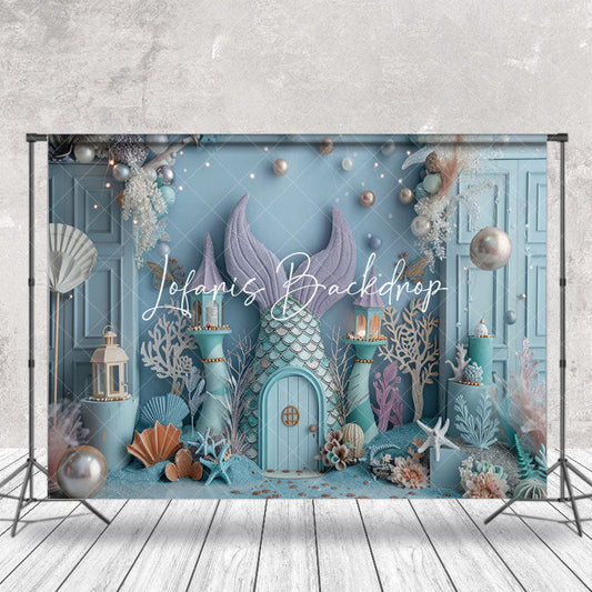 Lofaris Undersea Pearl Starfish Mermaid Cake Smash Backdrop