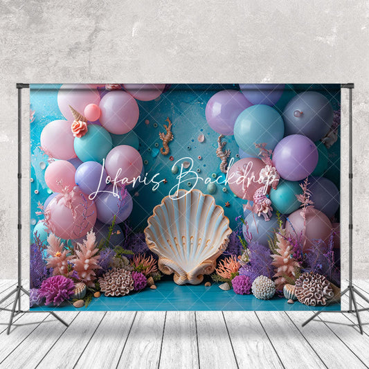 Lofaris Undersea Plants Shell Balloons Cake Smash Backdrop