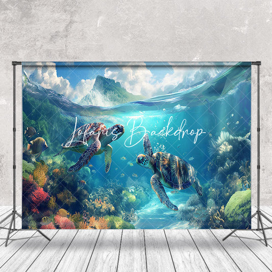 Lofaris Underwater Sea Turtle Plant Natural Scenery Backdrop