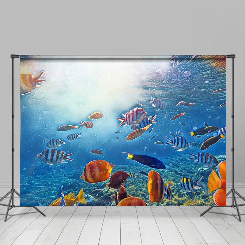Lofaris Underwater World Colorful Fish Summer Backdrop Decor