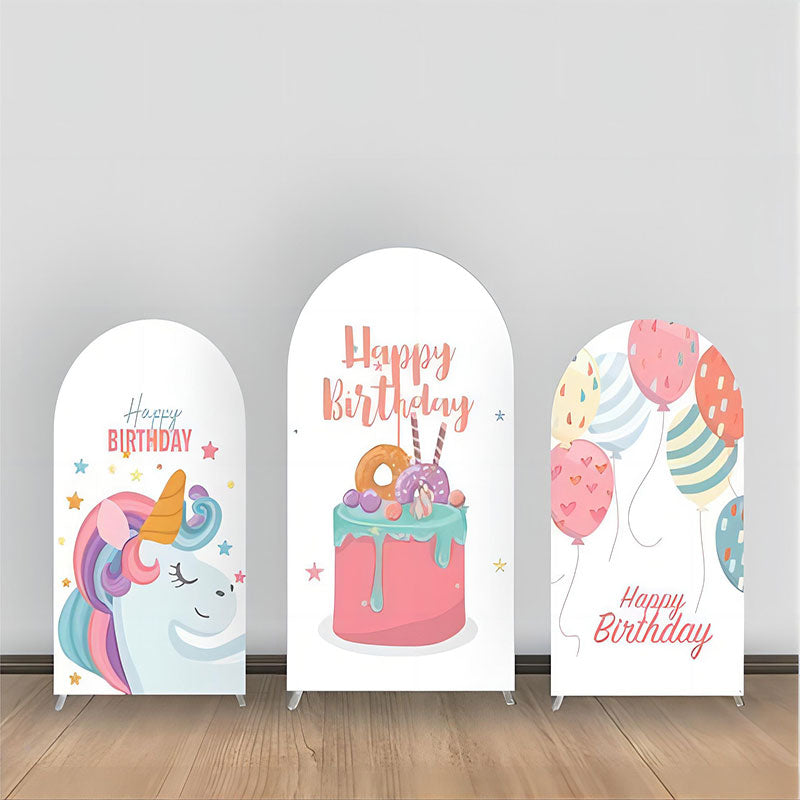 Lofaris Unicorn Balloon White Birthday Arch Backdrop Kit
