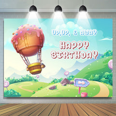Lofaris Up Away Candy Balloon Happy Birthday Backdrop