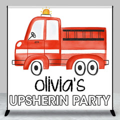 Lofaris Upsherin Party Fire Truck Custom Birthday Backdrop