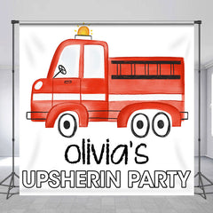 Lofaris Upsherin Party Fire Truck Custom Birthday Backdrop