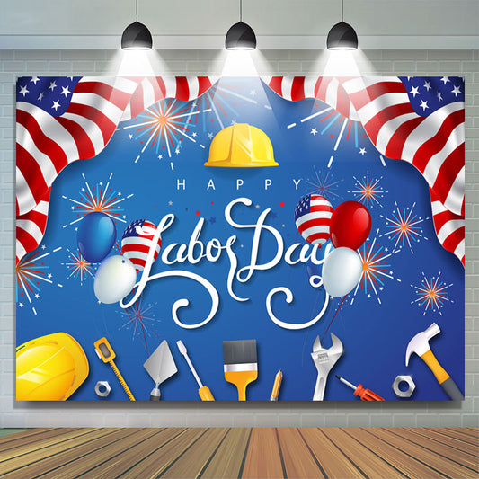 Lofaris Us Flag Balloon Tool Spark Happy Labor Day Backdrop