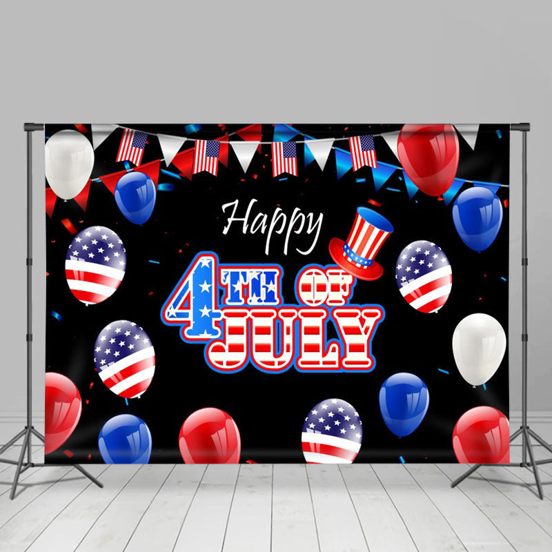 Lofaris USA Flag Balloon Happy 4th Of July Black Backdrop