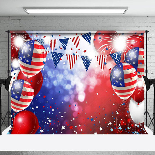 Lofaris Usa Flag Balloons Sparkle Bokeh Labor Day Backdrop