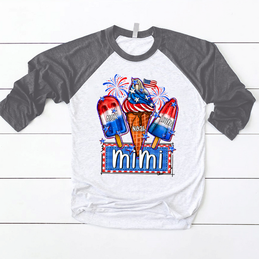 Lofaris Usa Flag Ice Cream Mimi Kids Custom Baseball Shirt