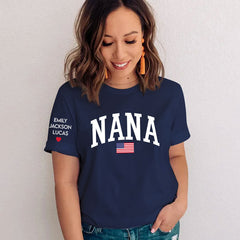 Lofaris USA Flag Love Grandma And Kids Custom Family T - Shirt
