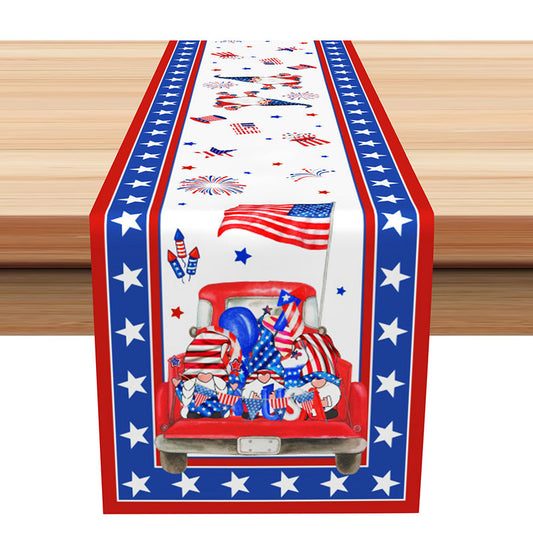 Lofaris USA Flag Sparkle Dwarf Independence Day Table Runner