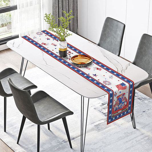 Lofaris USA Flag Sparkle Dwarf Independence Day Table Runner