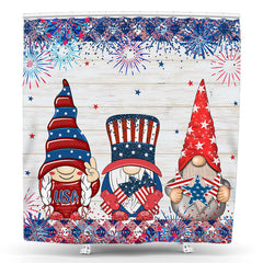 Lofaris Usa Flag Star Gnome Hat Beige Wood Shower Curtain