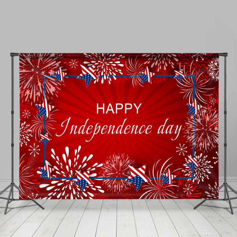 Lofaris USA Flag Stars Red Happy Independence Day Backdrop