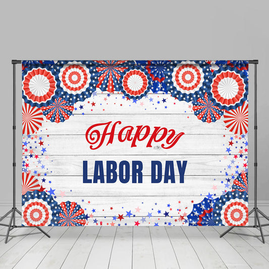 Lofaris USA Paper Flowers Stars White Wood Labor Day Backdrop