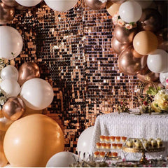 Lofaris (7 Day Delivery | USA Only) Rose Gold Shimmer Wall Panels Sequins Backdrop Banner