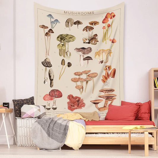 Lofaris Variant Mushrooms Fungus Illustrative Chart Tapestry
