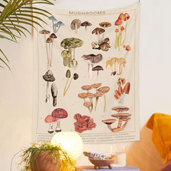 Lofaris Variant Mushrooms Fungus Illustrative Chart Tapestry