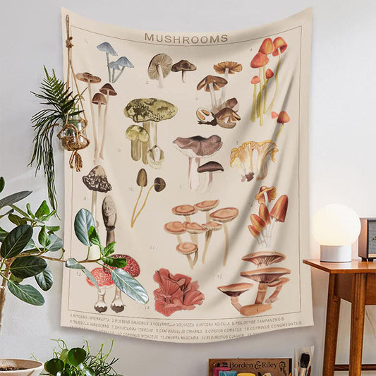 Lofaris Variant Mushrooms Fungus Illustrative Chart Tapestry