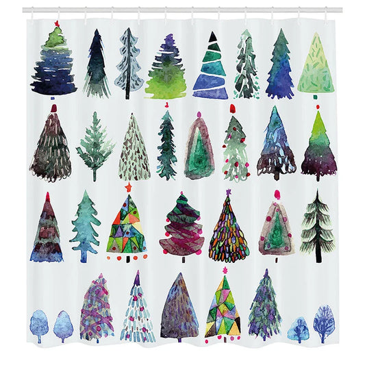 Lofaris Various Xmas Tree Pattern Christmas Shower Curtain