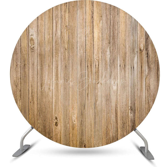 Lofaris Vertical Plank Wooden Wall Round Birthday Backdrop