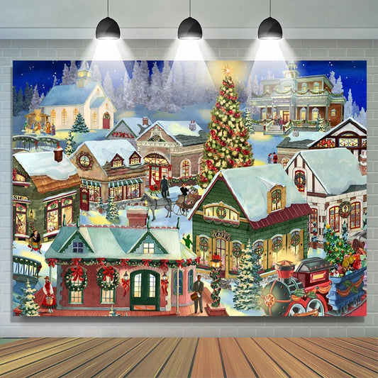 Lofaris Village Carriage Christmas Tree Backdrop For Party