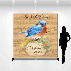 Lofaris Vintage Acoustic Blue Birds Custom Christmas Backdrop