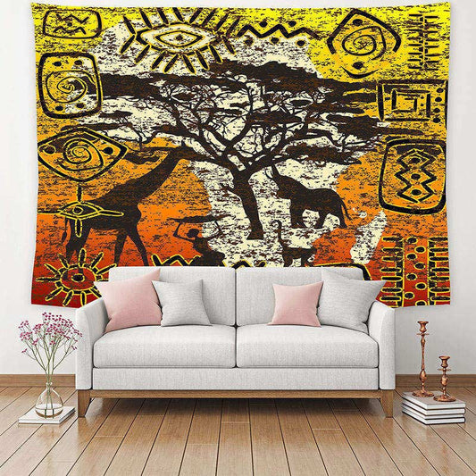 Lofaris Vintage African Tribe Symbol Cultural Art Tapestry