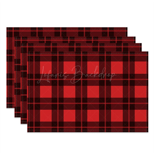 Lofaris Vintage Black Red Plaid Dining Set Of 4 Placemats