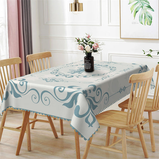 Lofaris Vintage Blue Pattern Dining Room Rectangle Tablecloth