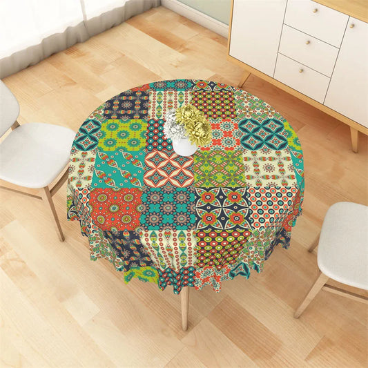 Lofaris Vintage Boho Green Round Tablecloth For Dining Room