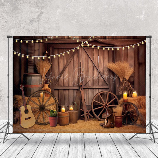 Lofaris Vintage Brown Barn Door Cowboy Photography Backdrop