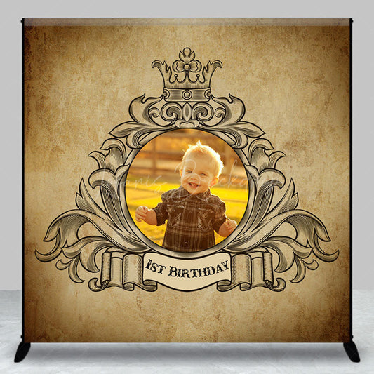 Lofaris Vintage Brown Custom Photo 1st Birthday Backdrop