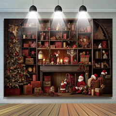 Lofaris Vintage Christmas Santa Gift Room Portrait Backdrop
