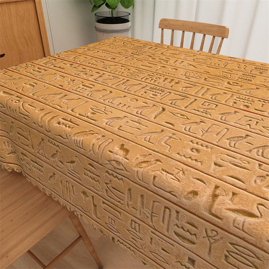 Lofaris Vintage Civilization Symbols Records Brown Tablecloth