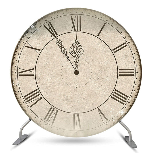 Lofaris Vintage Clock Happy New Years Round Backdrop Cover