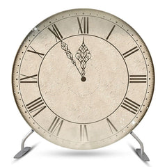 Lofaris Vintage Clock Happy New Years Round Backdrop Cover