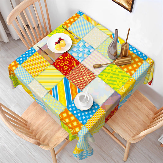 Lofaris Vintage Colorful Diverse Plaid Square Tablecloth