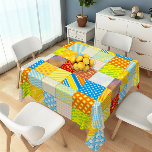Lofaris Vintage Colorful Diverse Plaid Square Tablecloth