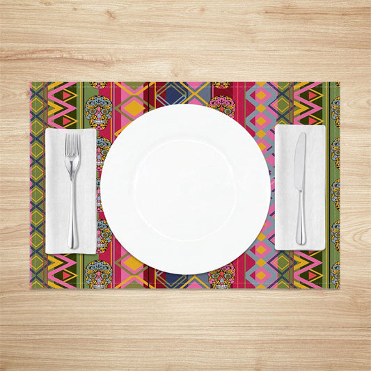 Lofaris Vintage Colorful Skull National Set Of 4 Placemats