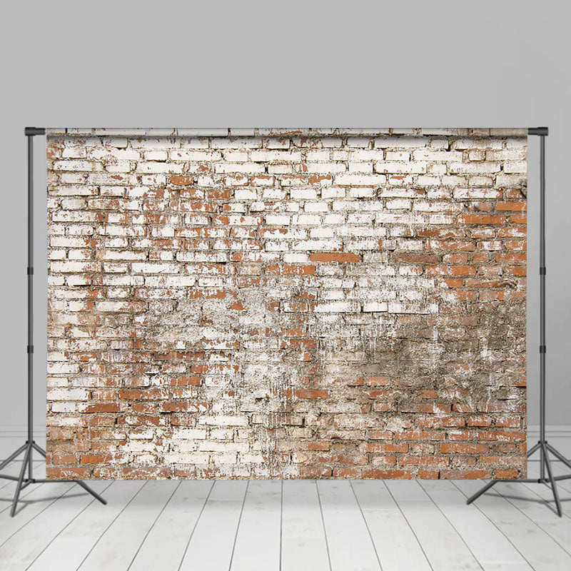 Lofaris Vintage Faded White Red Brick Wall Party Backdrop