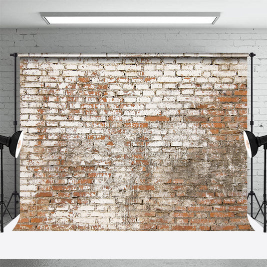 Lofaris Vintage Faded White Red Brick Wall Party Backdrop