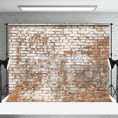 Lofaris Vintage Faded White Red Brick Wall Party Backdrop