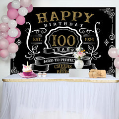 Lofaris Vintage Gold Black Perfection 100th Birthday Backdrop