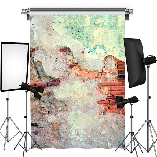 Lofaris Vintage Green Abstract Texture Brick Wall Backdrop